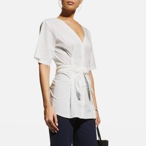 New Rebecca Taylor Tie Waist Blouse White